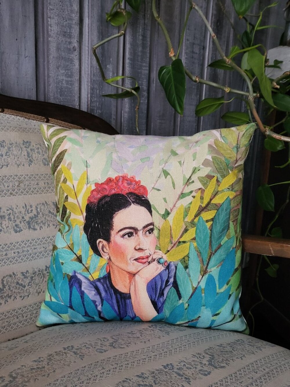 Frida Kahlo Tropical Leaves Accent Throw Pillow 18x18 Insert Included